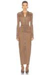 Atlein Hooded Ruched Gown In Saumatre