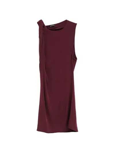 Atlein Knotted Draped Top In Brown