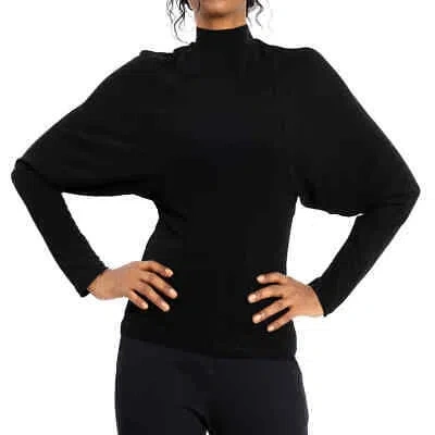 Pre-owned Atlein Ladies Bat Sleeve Chiffon Top In Black, Brand Size 38 (us Size 4)