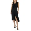 Atlein Draped-bodice Satin Dress In Black