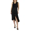 Atlein Draped-bodice Satin Dress In Black