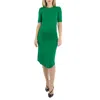 Atlein Ladies Gather Front Midi Dress In Green In Green