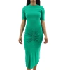 ATLEIN ATLEIN LADIES GATHER FRONT MIDI DRESS IN GREEN