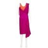 ATLEIN ATLEIN LADIES PURPLE DRAPED SATIN AND CREPE DRESS