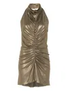 Atlein Laminated Mini Dress In Brown