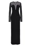Atlein Long Dress Slit Mesh Panel