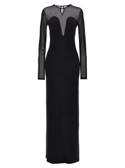 Atlein Long Stretch Dress Dresses Black