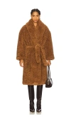 Atlein Long Teddy Wrap Coat In Brown