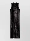 Atlein Maxi Draped Sequin Dress In Black
