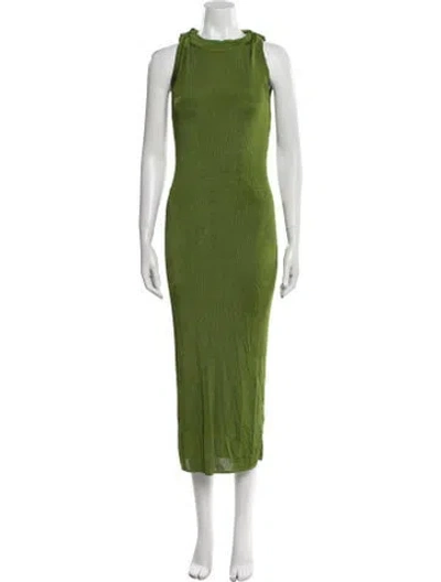 Pre-owned Atlein Mock Neck Long Dress In Green