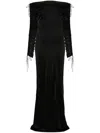 Atlein Off-shoulder Ruched Gown In Black