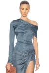 ATLEIN OFF THE SHOULDER ONE SLEEVE RUCHED TOP