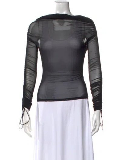 Pre-owned Atlein Off-the-shoulder Long Sleeve Top In Gray