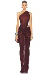 Atlein One Shoulder Cut Out Gown In Lie De Vin