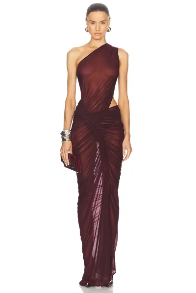 Atlein One Shoulder Cut Out Gown In Lie De Vin