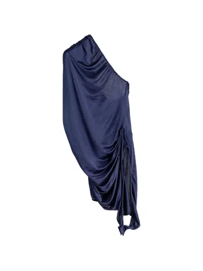 Atlein One-shoulder Gathered Blouse In Blue