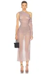 Atlein One Sleeve Draped Long Dress