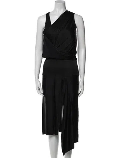 Pre-owned Atlein One-shoulder Long Dress In Black
