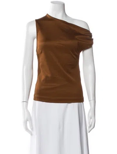 Pre-owned Atlein One-shoulder Sleeveless Top In Brown