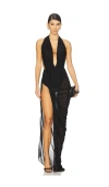 Atlein Open Draped Gown In Black