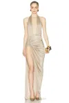 Atlein Open Draped Gown In Multi