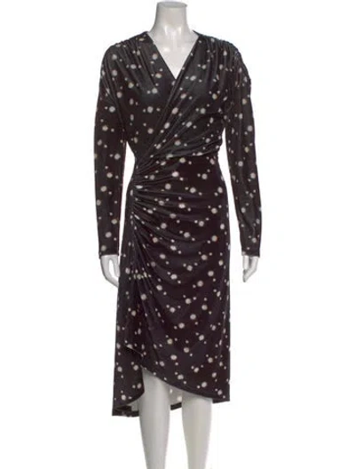 Pre-owned Atlein Polka Dot Print Midi Length Dress In Black