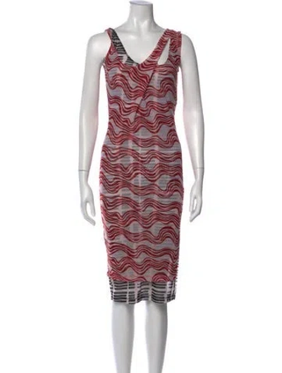 Pre-owned Atlein Printed Knee-length Dress In Red