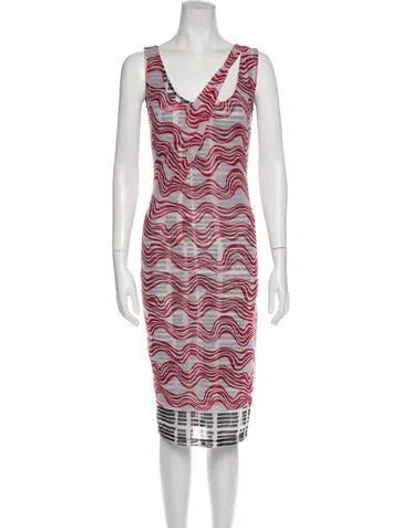 Pre-owned Atlein Printed Knee-length Dress In Red