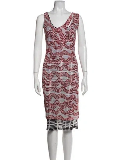 Pre-owned Atlein Printed Midi Length Dress In Black/red