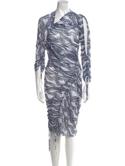 Pre-owned Atlein Printed Midi Length Dress In Gray