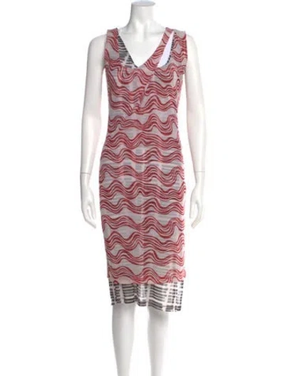 Pre-owned Atlein Printed Midi Length Dress In Red