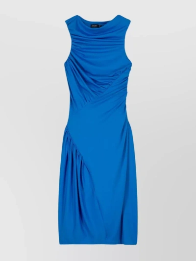 Atlein Recycled Ruched Sleeveless Dress In Blue