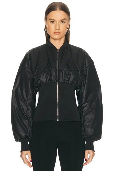 Atlein Ribbed Waist Bomber Jacket In Black