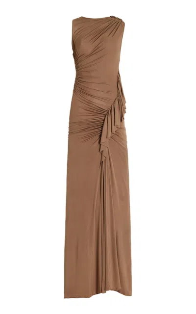 Atlein Ruched Gown In Brown