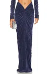 Atlein Ruched Long Skirt In Blue