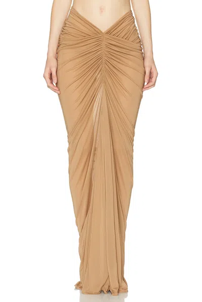 Atlein Ruched Long Skirt In Brown