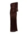 Atlein Single-sleeve Ruched Gown In Black