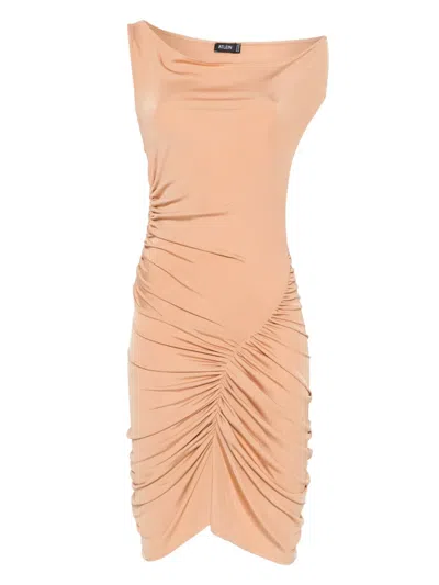 Atlein Ruched Midi Dress In Neutrals