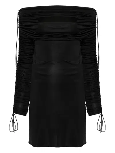 Atlein Ruched Mini Dress In Black