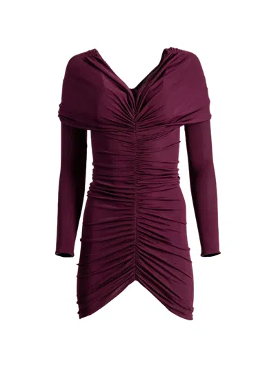 Atlein Ruched Off-shoulder Dress In Burgundy
