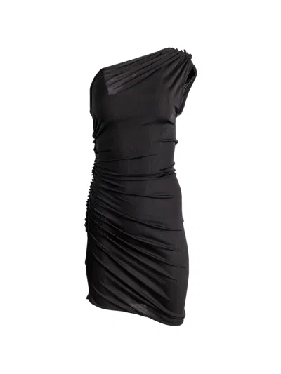 Atlein Ruffled One-shoulder Mini Dress In Black
