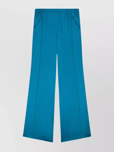 Atlein Satin Flared High-waisted Trousers In Blue