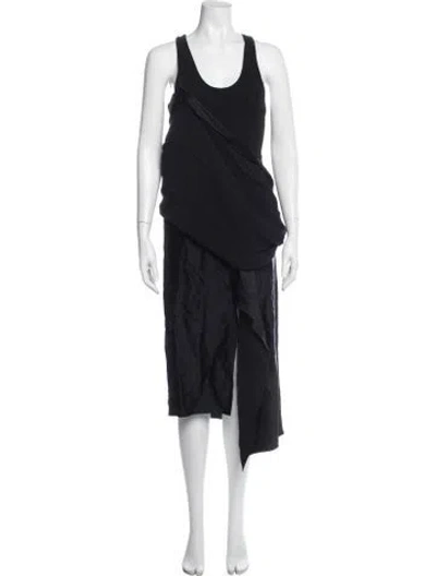 Pre-owned Atlein Scoop Neck Long Dress In Black