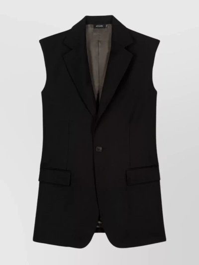 Atlein Sleeveless Wool-blend Blazer With Notched Lapels In Black