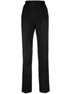 Atlein Smoked-waist Wool Trousers In Black