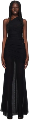 Atlein Ssense Exclusive Black Semi-sheer Maxi Dress In C0114 Black
