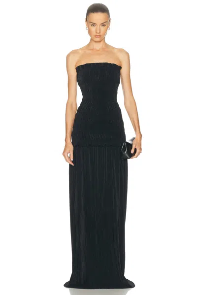Atlein Strapless Long Dress In Black