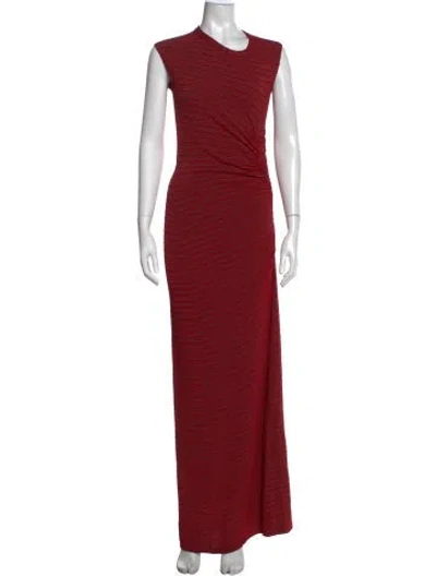 Pre-owned Atlein Striped Long Dress In Red