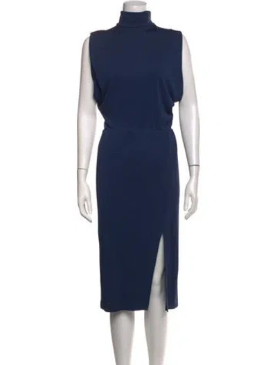 Pre-owned Atlein Turtleneck Midi Length Dress In Blue