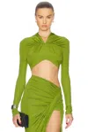 Atlein V-neck Cropped Top In Lime
